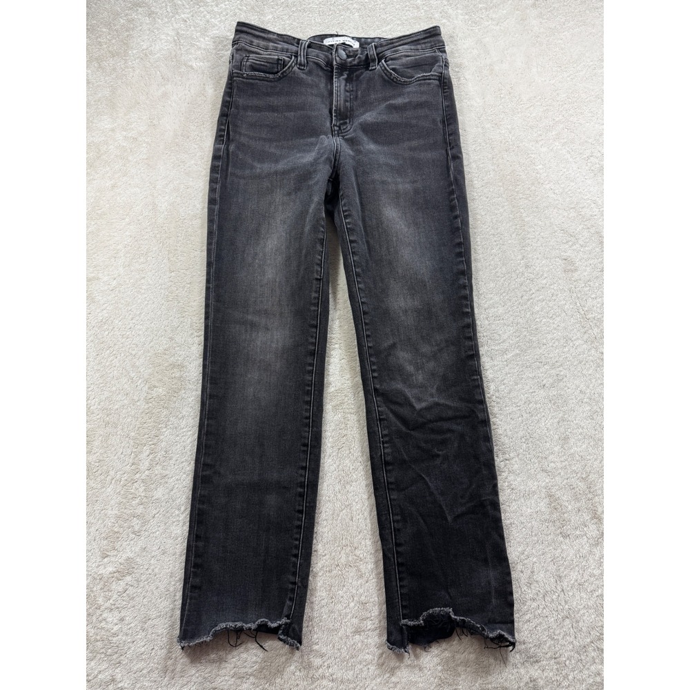 Flying Monkey Womens Straight Leg Raw Hem Faded Black Jeans 27 Meas: 27x26.5